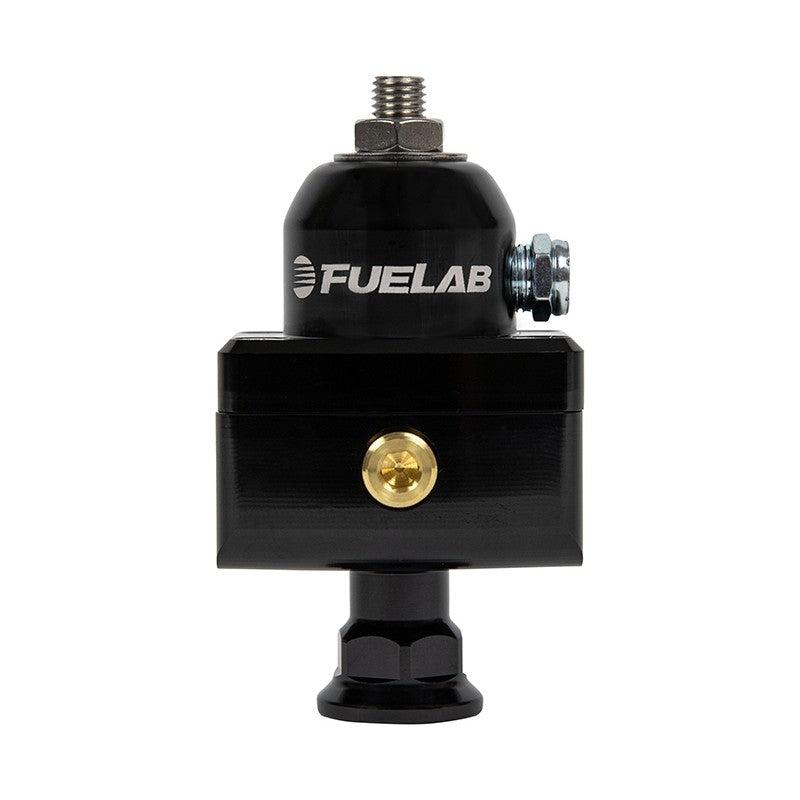FUELAB 57501-1 Mini Fuel Pressure Regulator Blocking Style Carbureted (4-12 psi, 6AN-In, 6AN-Out) Black Photo-0