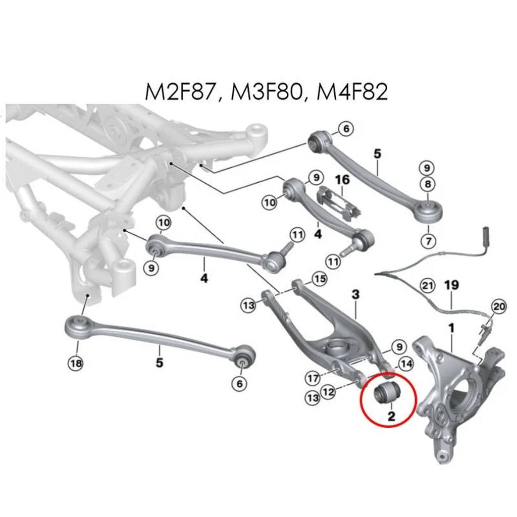 MILLWAY 90474 Eccentric Rear Control Arm Bushings for BMW 1M (E82) / M3 (E90 / E92 / E93) / M2 (F87) / M3 (F80) / M4 (F82) Photo-1