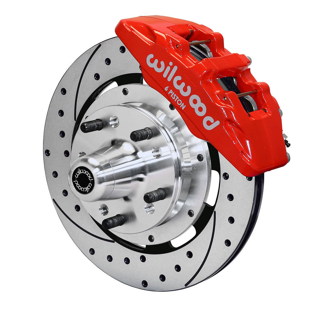 WILWOOD 140-10740-DR Kit,Front,Cdp,B&E Body,62-72 Drum,Dp6,12.19 Rotor,Drilled,Red Photo-0