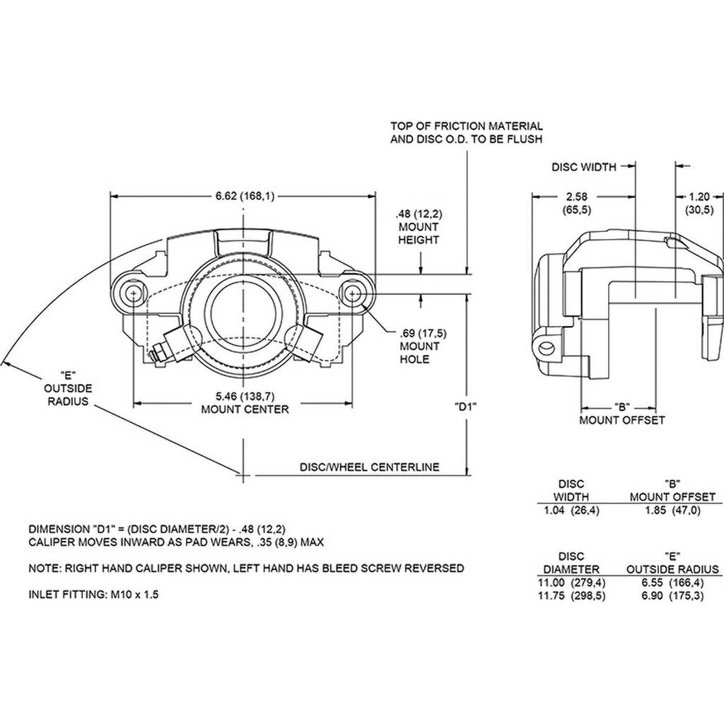 WILWOOD 120-16101 Caliper,Gm Metric,2.50,1.00 Rotor Floater,Cast Iron Photo-1