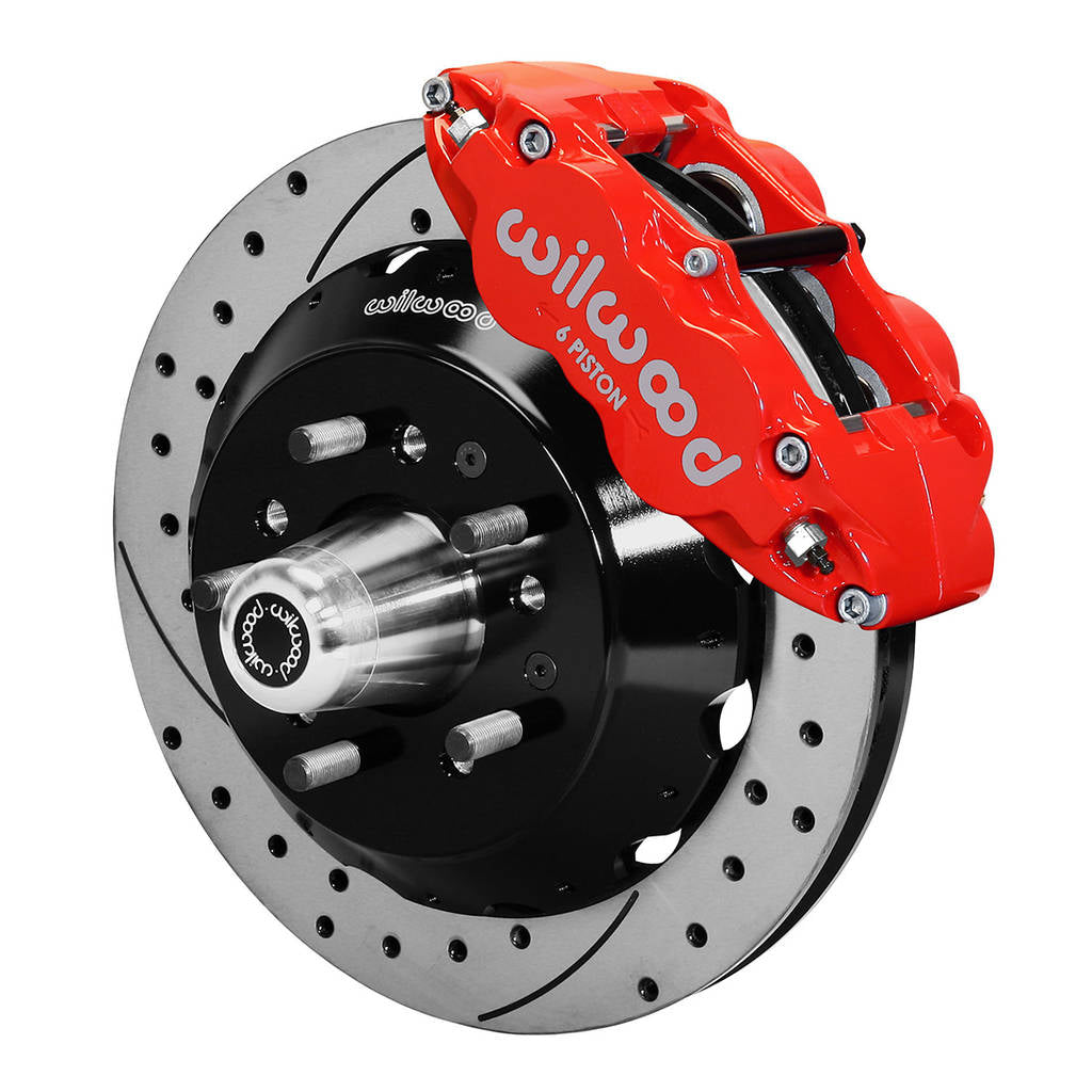 WILWOOD 140-10284-DR Kit,Front,Large Gm,58-70,Drop Spindle Fnsl6r,14.00,Rotor,Drilled,Red Photo-0