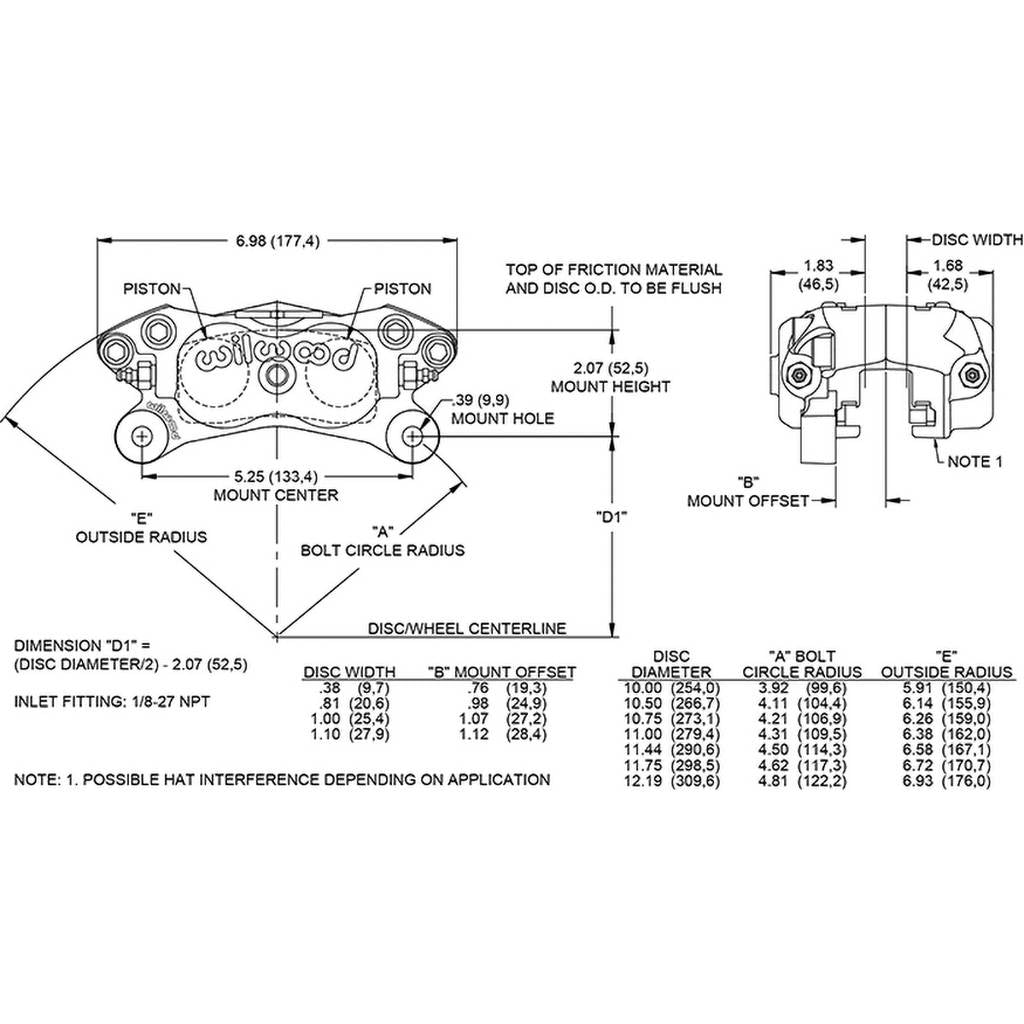 WILWOOD 120-13843-RD Caliper,Fdli,1.75,.38 Rotor,Red Photo-1