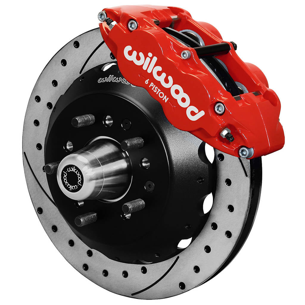 WILWOOD 140-12637-DR Kit,Front,Mustang 65-69,V8 Drum Spindle 12.88 Rotor,Drilled,Red Photo-0