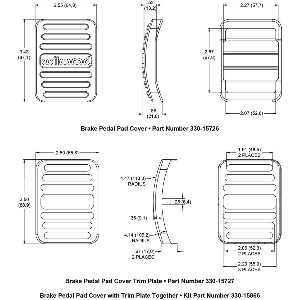 WILWOOD 330-15866 Pad,Brake,Pedal,Cover,W/Trim Plate Photo-1
