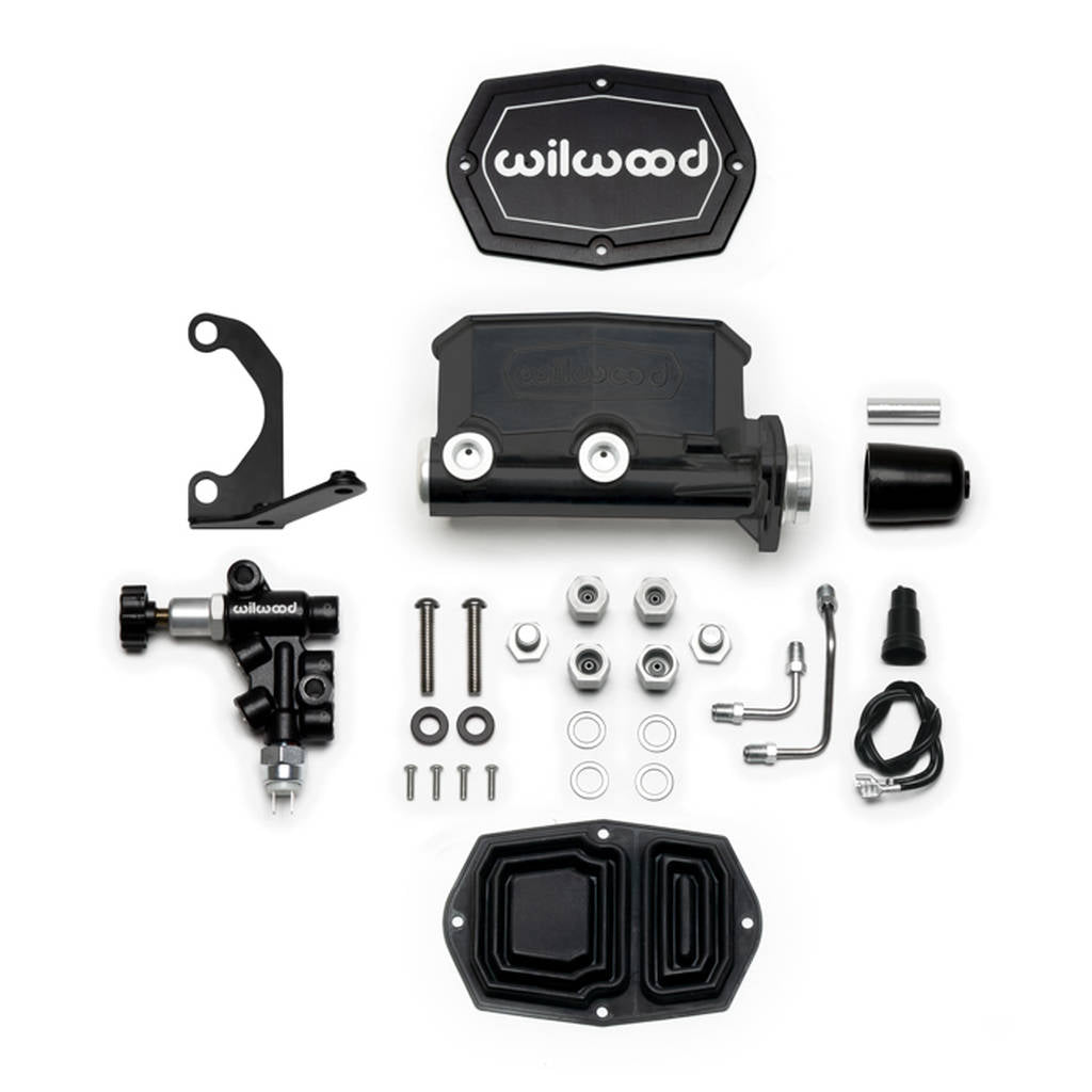 WILWOOD 261-15662-BK Kit,M/C,Tandem,Compact,Integral,1.12 Dia W/P-Valve,Black,R/H Photo-0