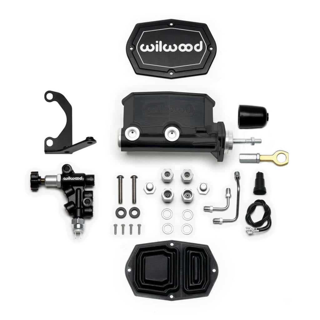 WILWOOD 261-15663-BK Kit,M/C,Tandem,Compact,Integral,7/8 Dia W/P-Valve/Pushrod,Mustang,Black,R/H Photo-0