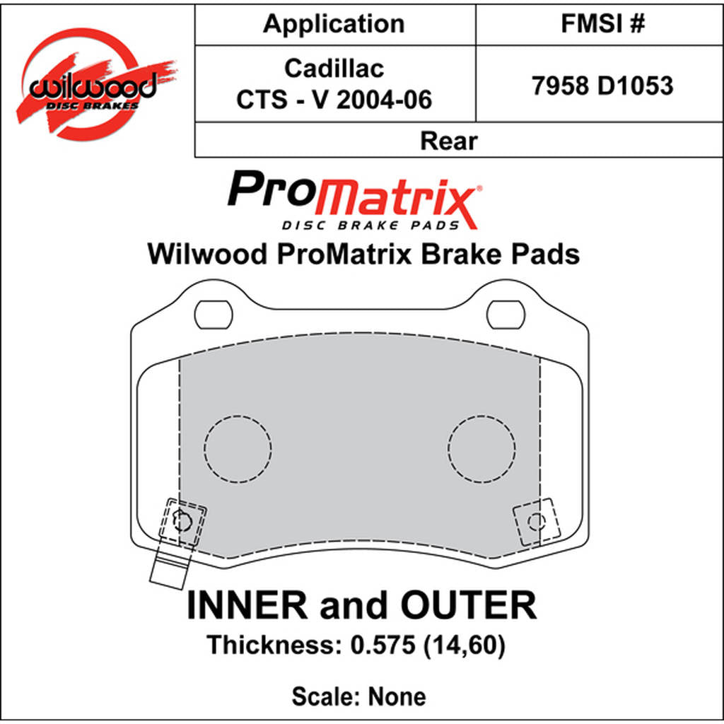 WILWOOD 150-D1053K Pad,D1053pm,.575,Axle Set Photo-0