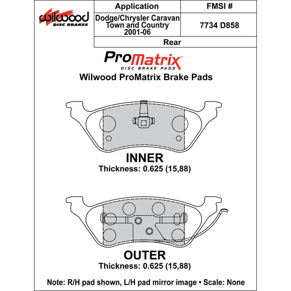 WILWOOD 150-D0858K Pad,D0858pm,.625,Axle Set Photo-0