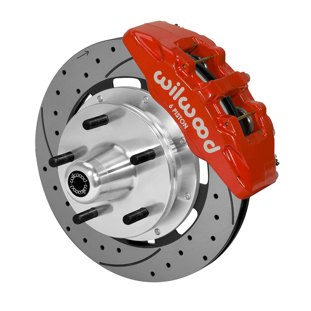 WILWOOD 140-14533-DR Kit,Front,Wwe Pro Spindle,Dp6,5x5.00 Hub,12.19 Rotor,Drilled,Red Photo-0