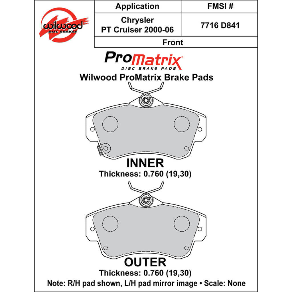 WILWOOD 150-D0841K Pad,D0841pm,.760,Axle Set Photo-0