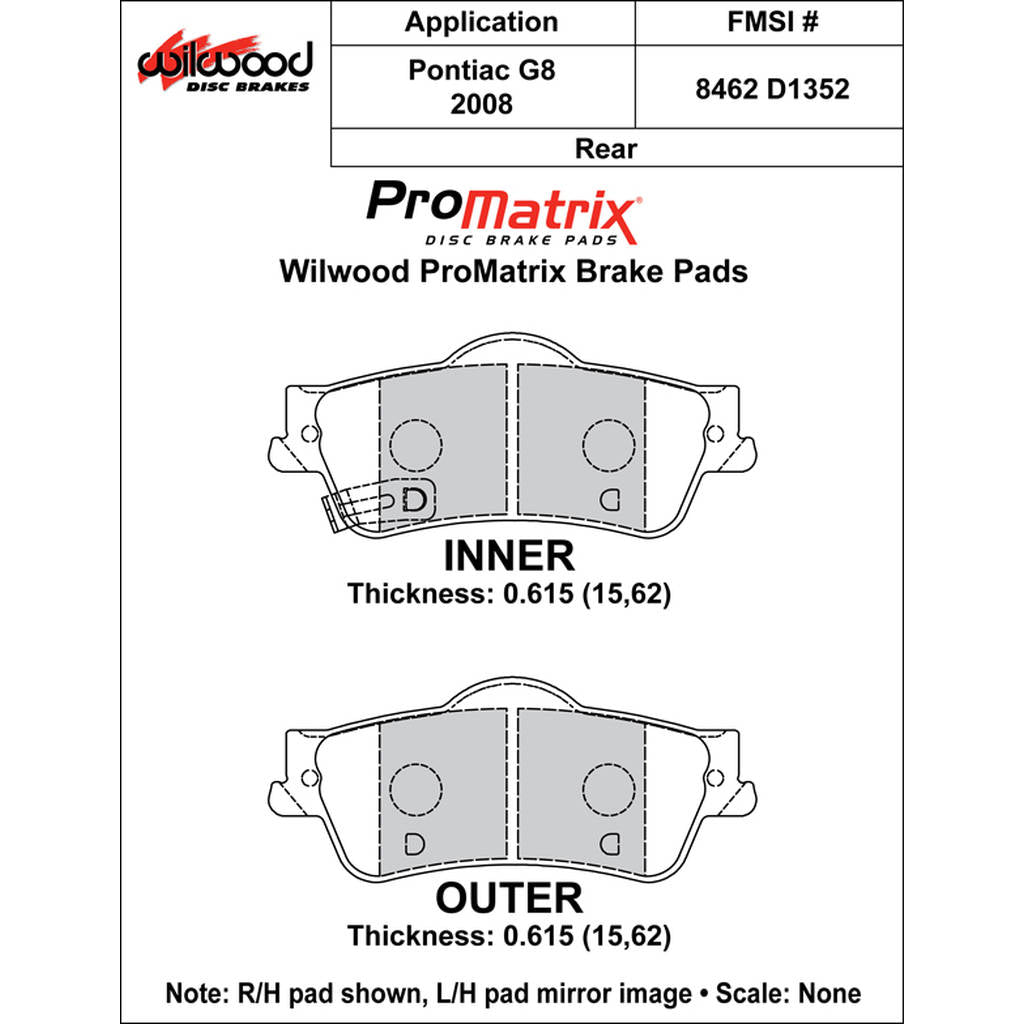 WILWOOD 150-D1352K Pad,D1352pm.615,Axle Set Photo-0