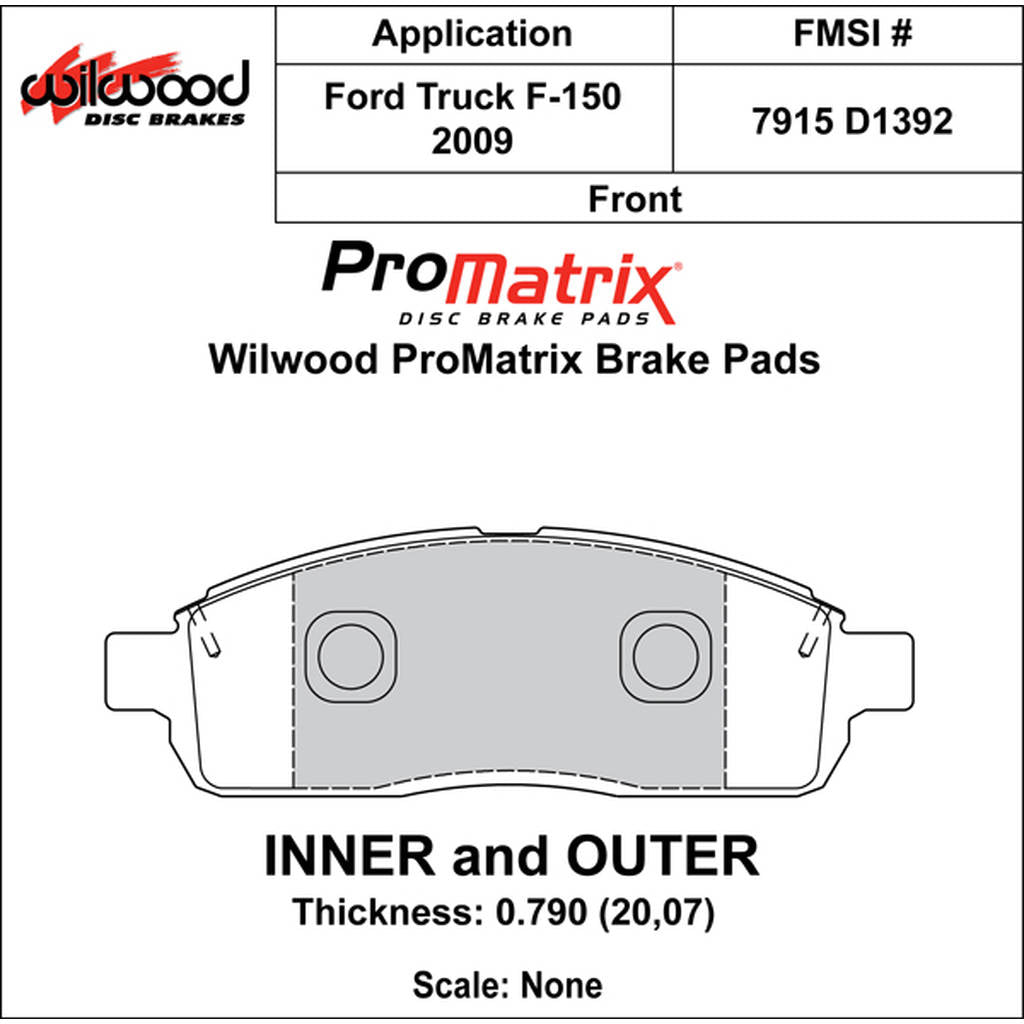 WILWOOD 150-D1392K Pad,D1392,.790,Axle Set Photo-0