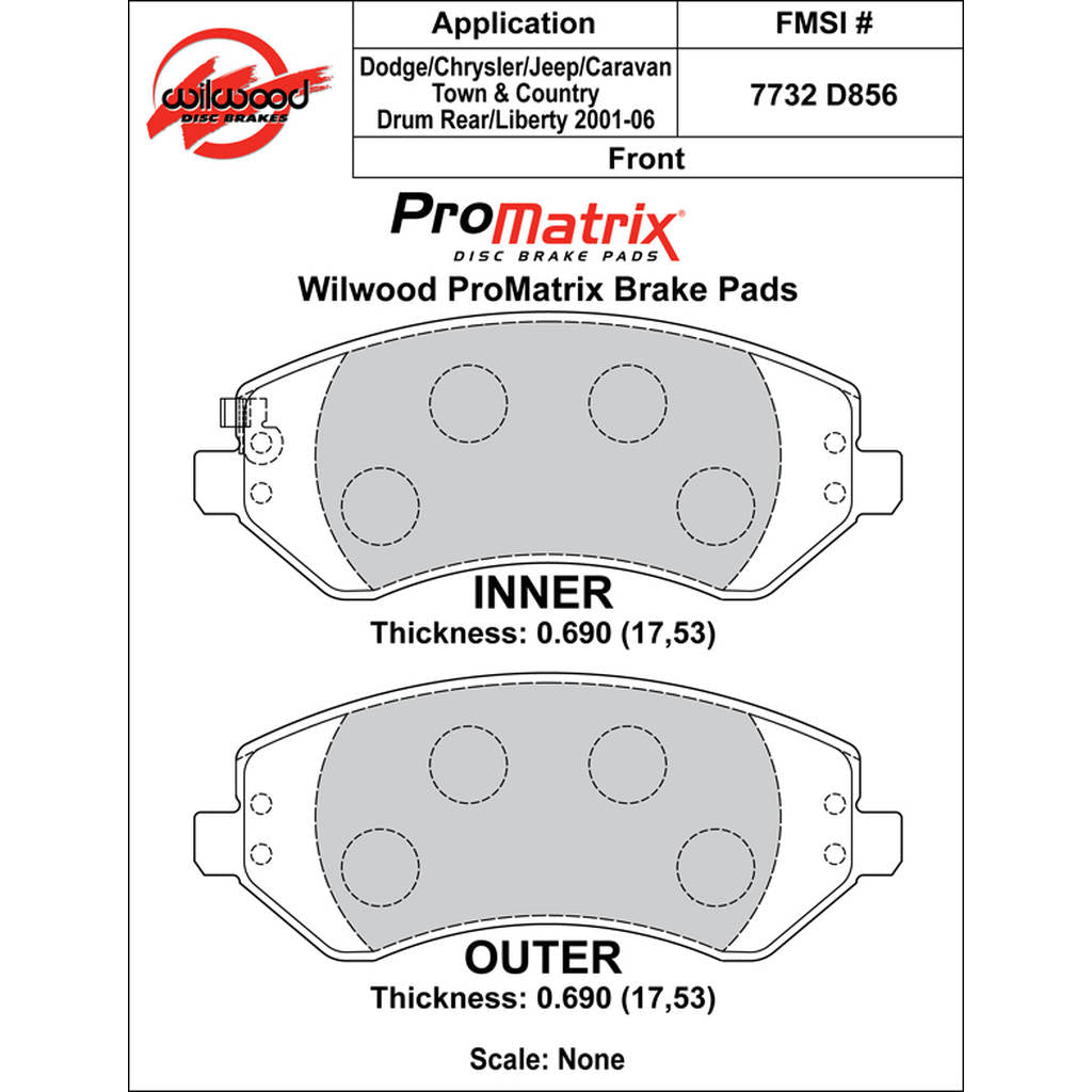 WILWOOD 150-D0856K Pad,D0856pm,.690,Axle Set Photo-0