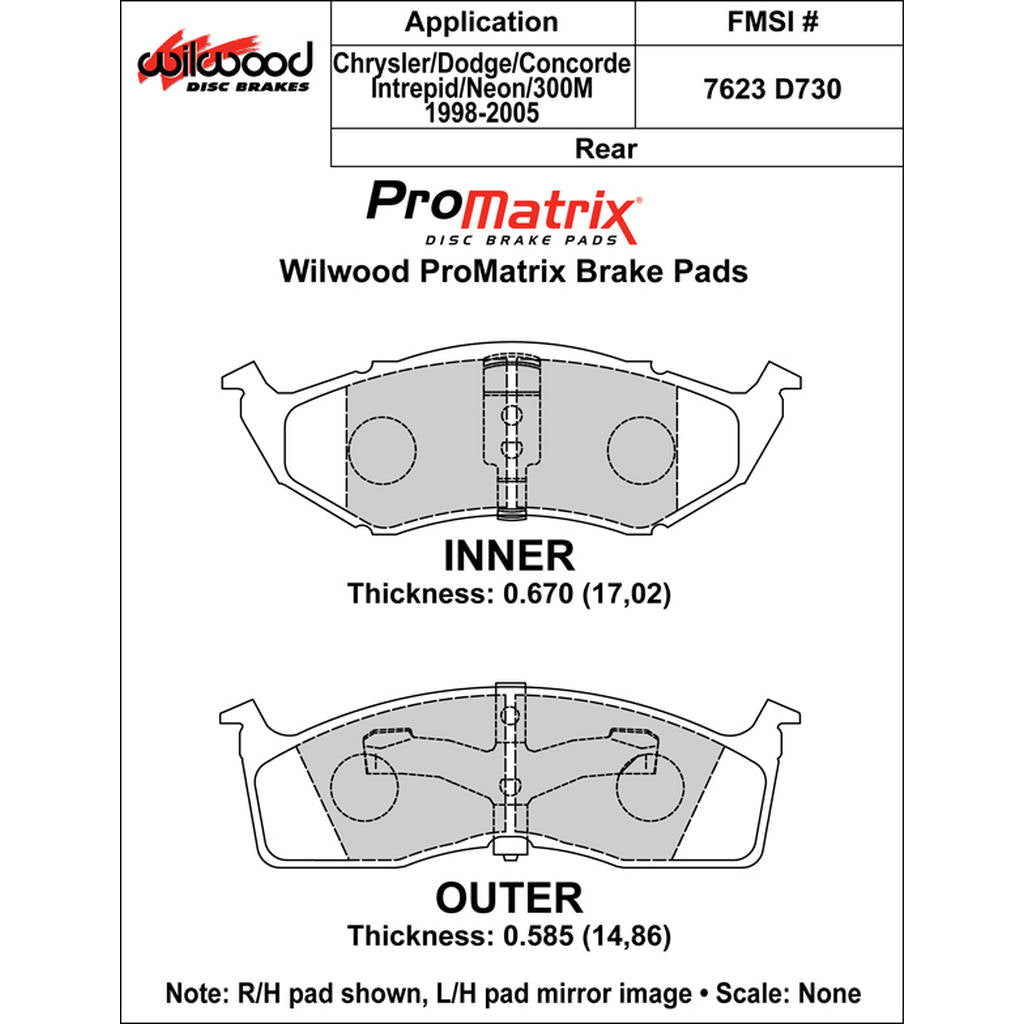 WILWOOD 150-D0730K Pad,D0730pm,.670,Axle Set Photo-0