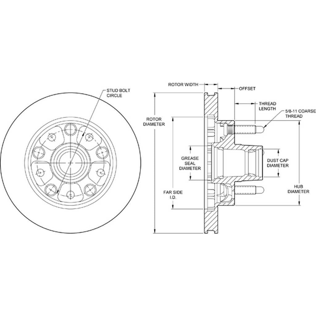 WILWOOD 160-9239LS Rotor1050-100akxxx-000naexxxxn 5x5.00,Long Studs,Front,Gm Photo-2