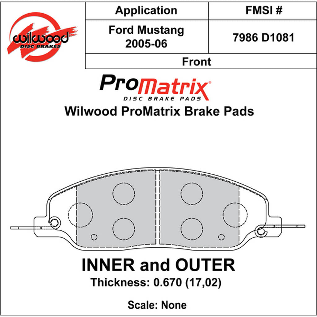 WILWOOD 150-D1081K Pad,D1081pm,.670,Axle Set Photo-0