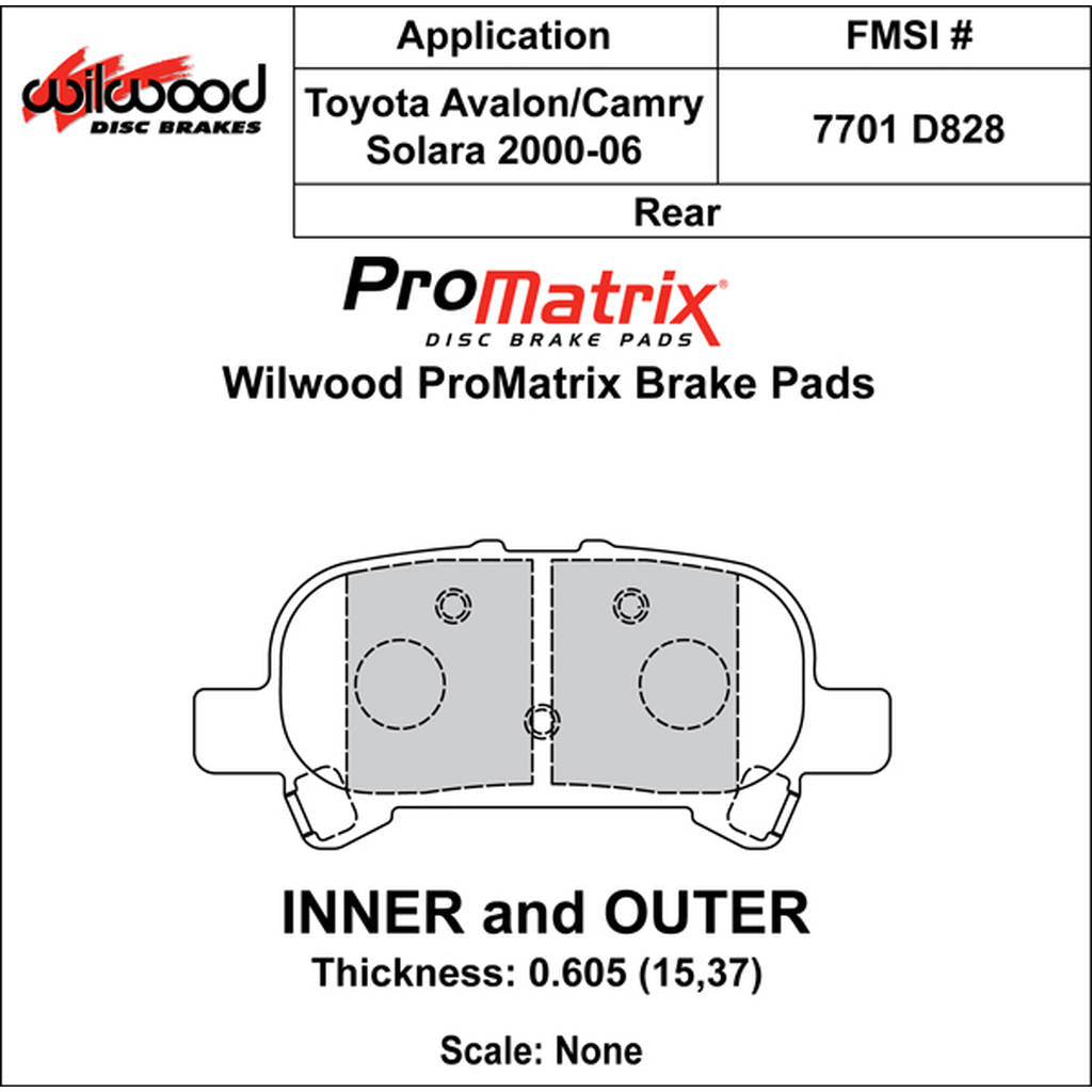 WILWOOD 150-D0828K Pad,D0828pm,.605,Axle Set Photo-0