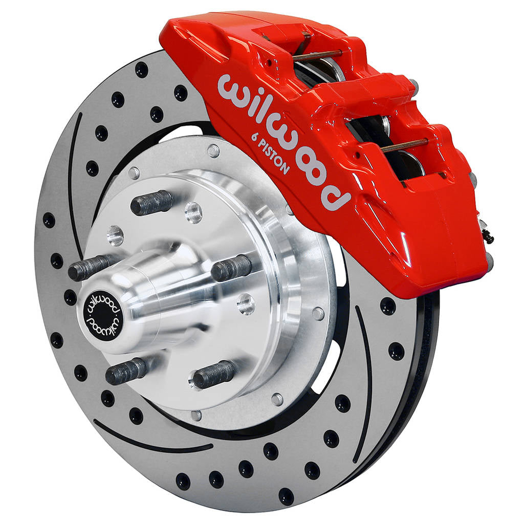 WILWOOD 140-12946-DR Kit,Front,Impala Drum 69-70/Disc 68-70/ Vette 69-82,Dp6,12.19x1.10,Drilled,Red Photo-0