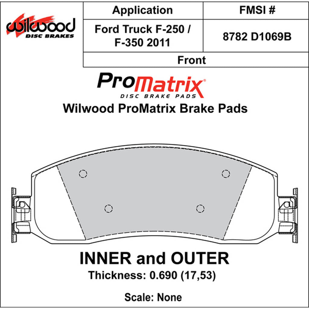 WILWOOD 150-D1069BK Pad,D1069b,.690,Axle Set (D1333a) Photo-0