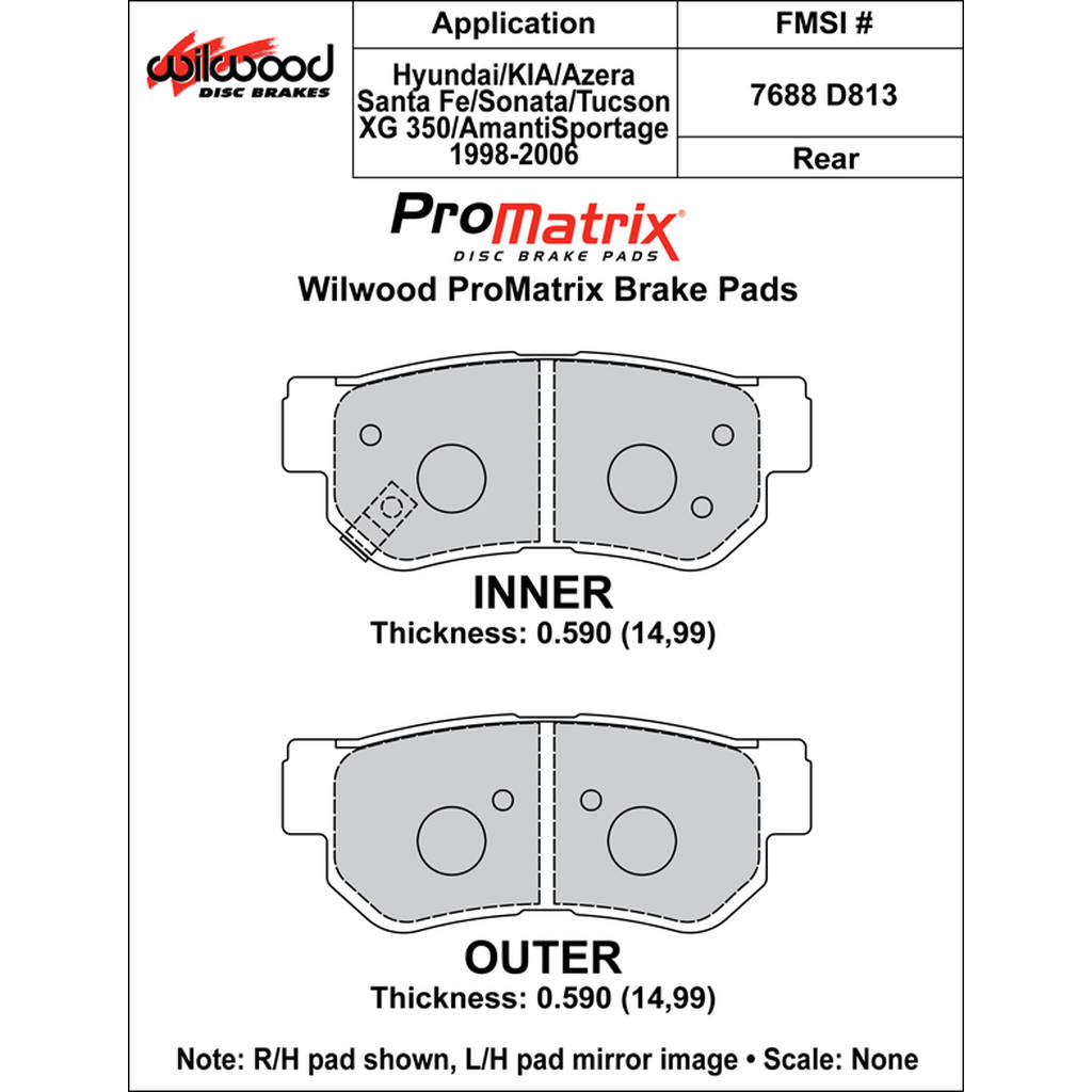 WILWOOD 150-D0813K Pad,D0813pm,.590,Axle Set Photo-0