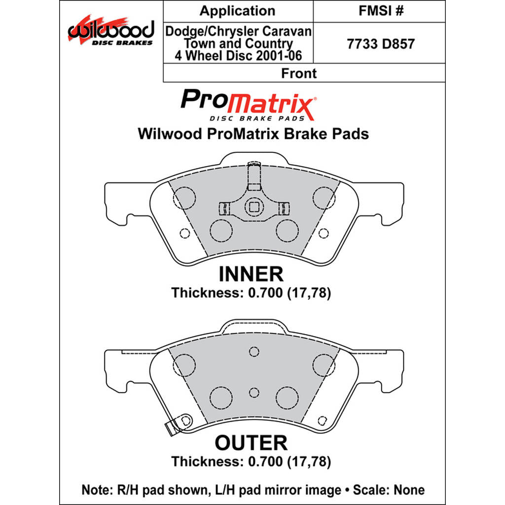 WILWOOD 150-D0857K Pad,D0857pm,.700,Axle Set Photo-0
