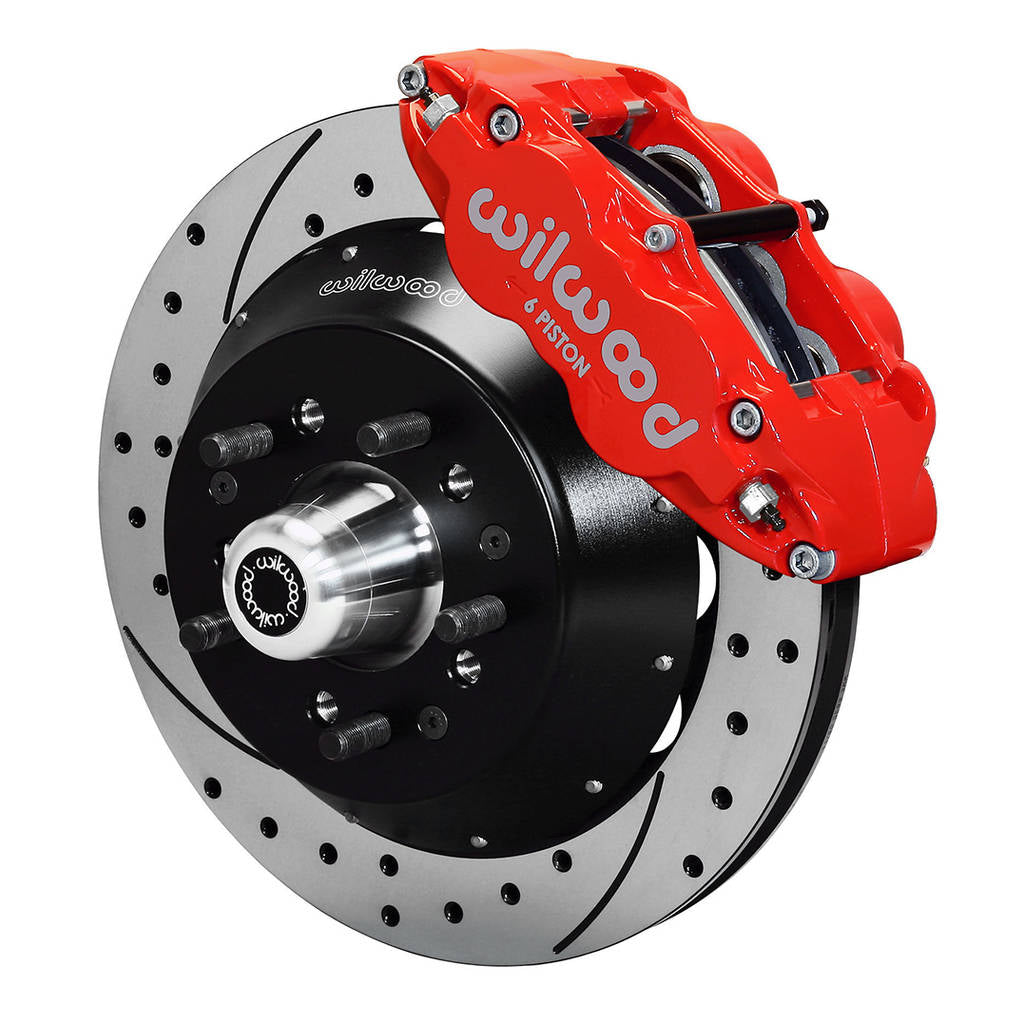 WILWOOD 140-9801-DR Kit,Front,Pinto/Mustang Ii 74-78,Big Brake,Radial Mt,13.00 Rotor,Drilled,Red Photo-0