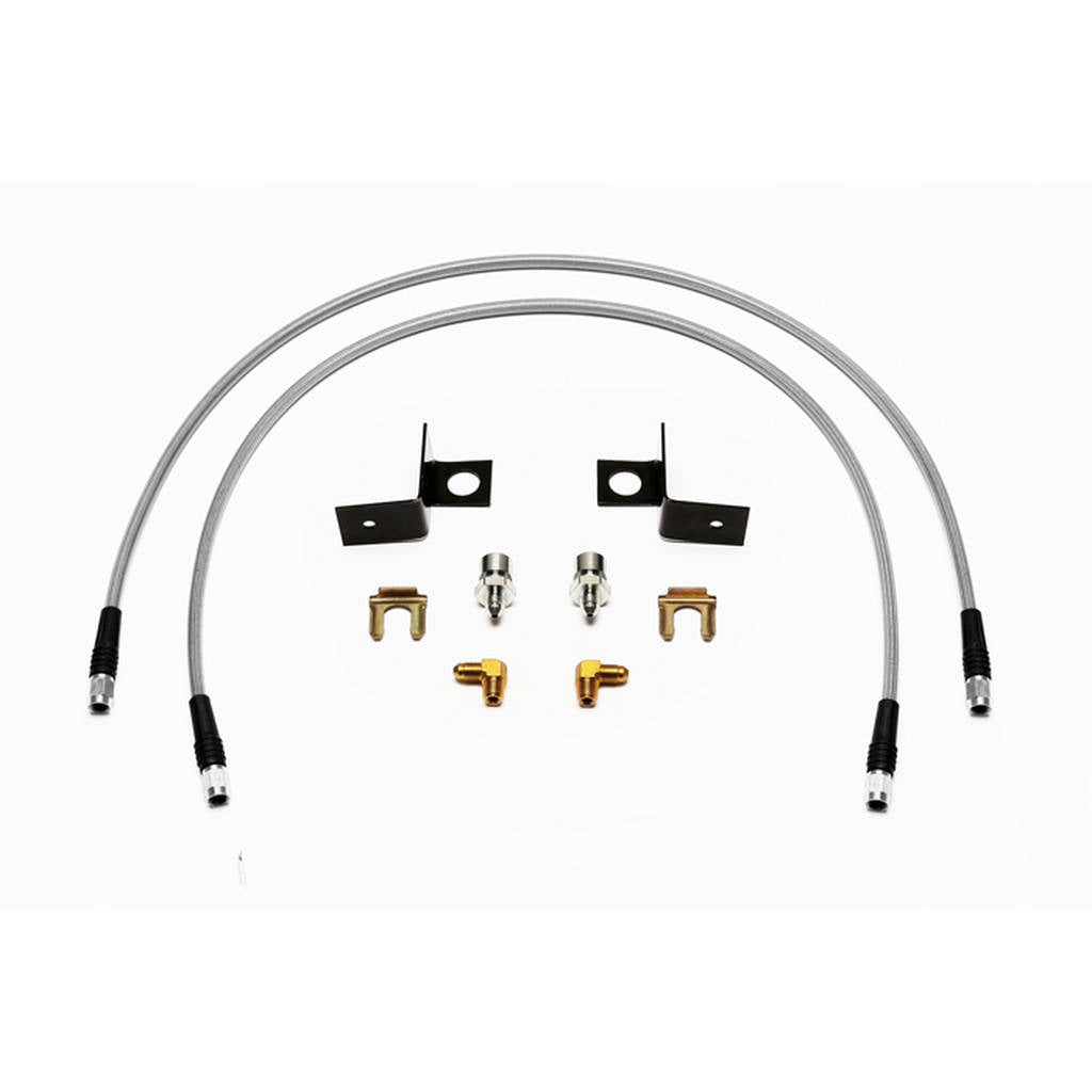 WILWOOD 220-14111 Flexline Kit,30in.,-3 Hose,3/8-24 If,90 Deg,1/8-27 Npt W/ Bracket,W/Lines Photo-0
