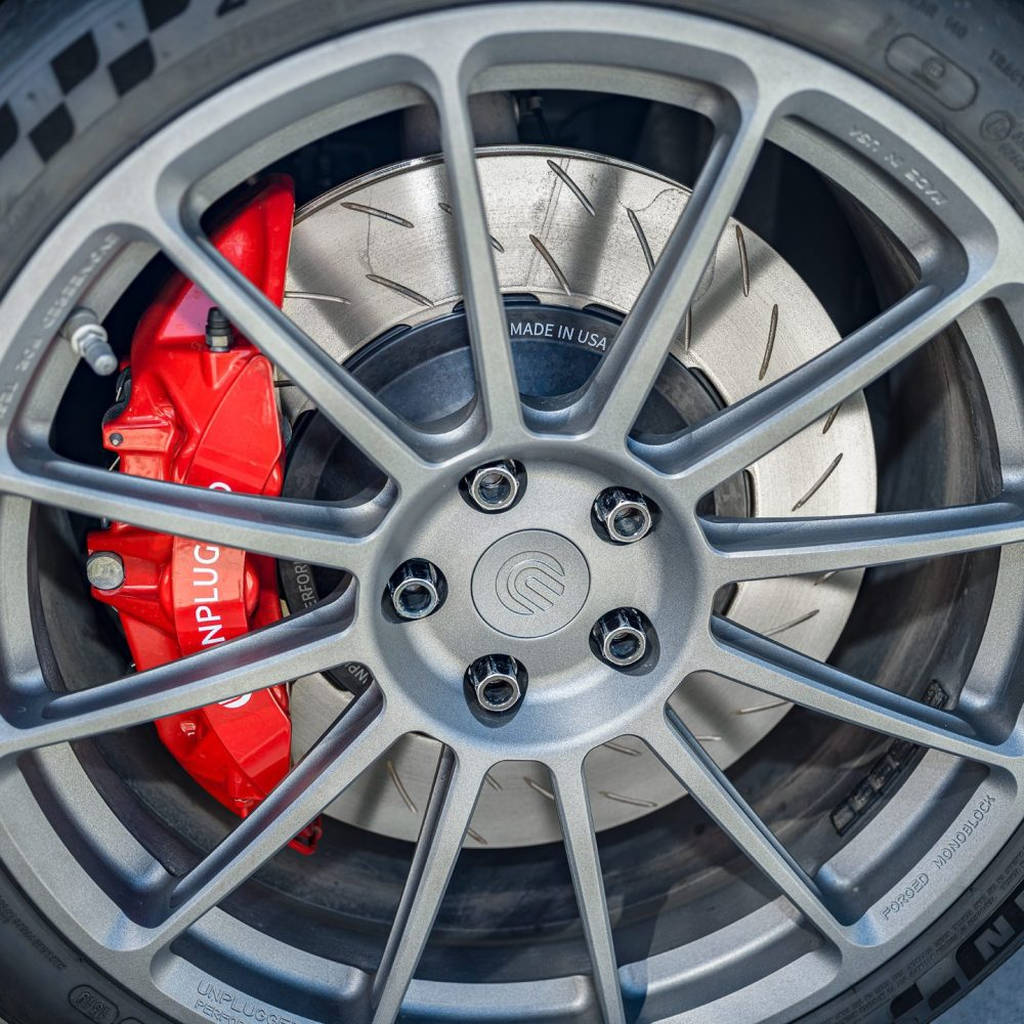 UNPLUGGED PERFORMANCE UP-M3MY-317-3.1 Front Big Brake 6 Piston Kit, UP x PFC 394mm Iron Rotors, Street Pads for TESLA Model 3 / Y Photo-1