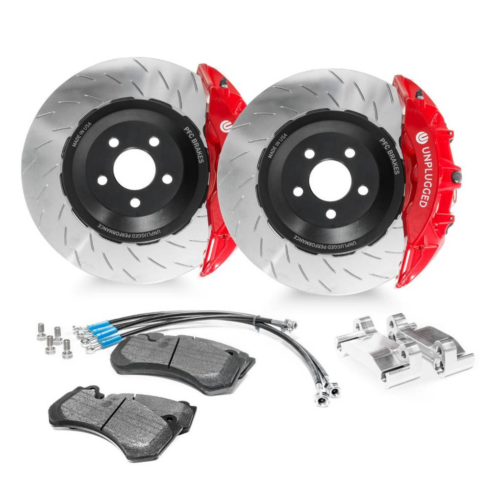 UNPLUGGED PERFORMANCE UP-M3MY-317-3.1 Front Big Brake 6 Piston Kit, UP x PFC 394mm Iron Rotors, Street Pads for TESLA Model 3 / Y Photo-3