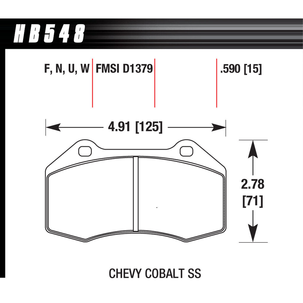 HAWK HB548G.510 Brake Pads DTC-60 Front for MAZDA MX-5 Miata / ALFA ROMEO 4C Photo-2