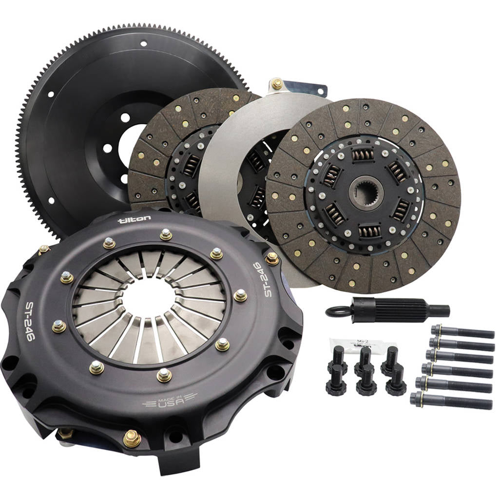 TILTON 55-1013 ST-246 TWIN DISC CLUTCH KIT, ORGANIC DISCS, FORD SM BLK, 28 OZ EXTERNAL BALANCE WITH TREMEC TKO/T56 Photo-0