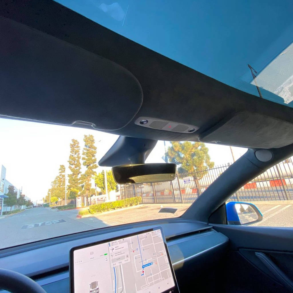 UNPLUGGED PERFORMANCE UP-MY-331-1.1 Alcantara Headliner Upgrade Kit, for TESLA Charcoal Black (Core Exchange) for TESLA Model Y Photo-3