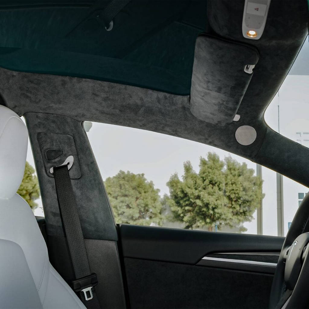 UNPLUGGED PERFORMANCE UP-MY-331-1.1 Alcantara Headliner Upgrade Kit, for TESLA Charcoal Black (Core Exchange) for TESLA Model Y Photo-6