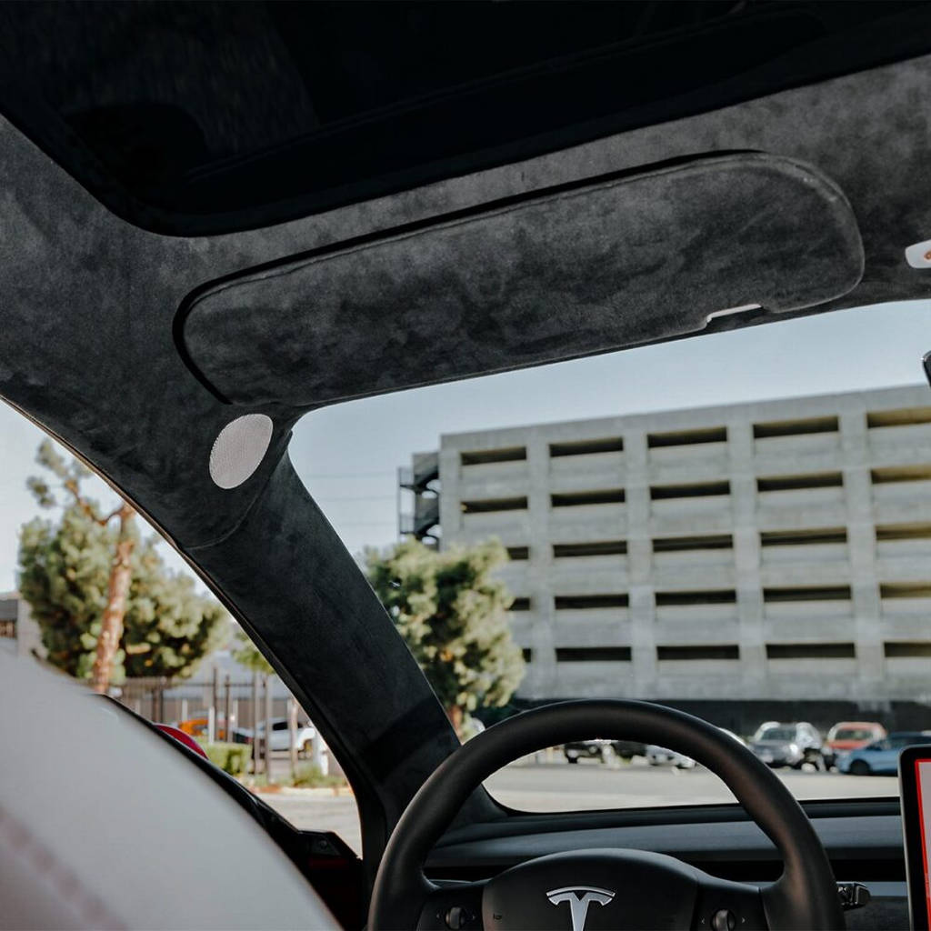 UNPLUGGED PERFORMANCE UP-MY-331-1.1 Alcantara Headliner Upgrade Kit, for TESLA Charcoal Black (Core Exchange) for TESLA Model Y Photo-11