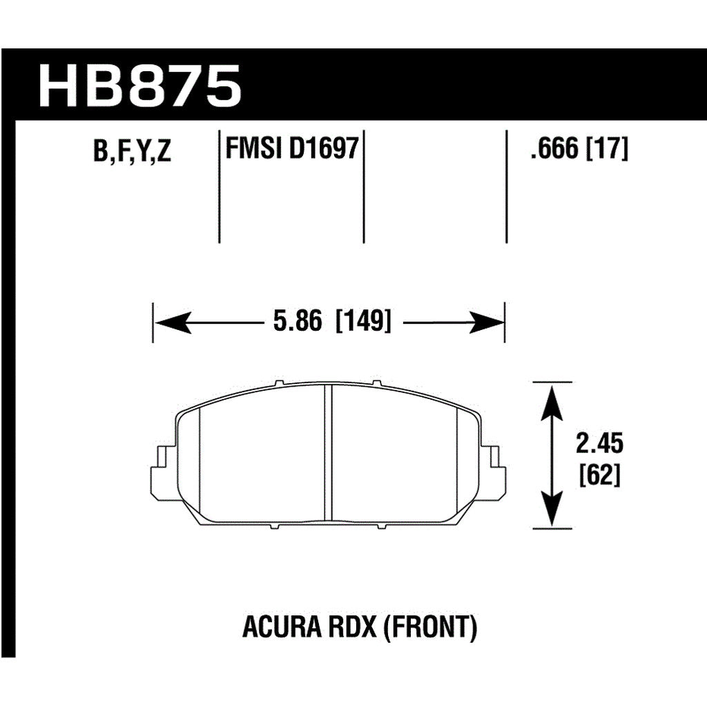 HAWK HB875G.666 Motorsports Brake Pads DTC-60 Photo-2