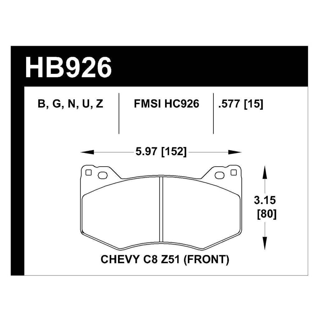HAWK HB926Z.577 Street Brake Pads PC Photo-2