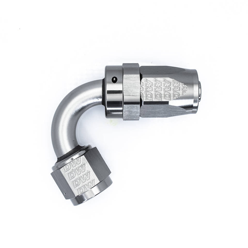 DEATSCHWERKS 6-02-0823 8 AN Female Flare Swivel 120-degree Hose End CPE, anodized DW titanium Photo-0