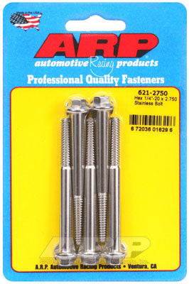 ARP 621-2750 SAE Bolt Kit 1/4-20 x 2.750 hex SS bolts Photo-0