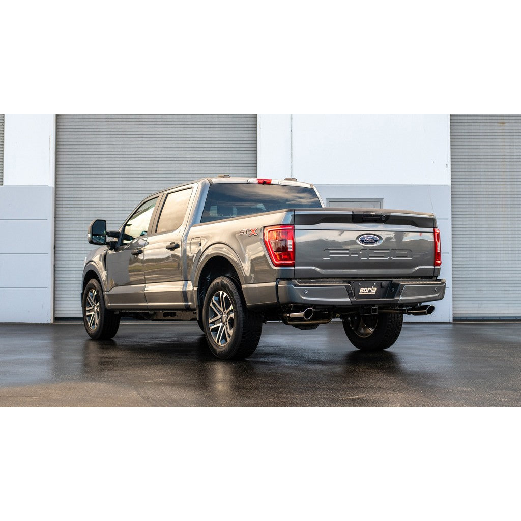 BORLA 140865 Cat-Back™ System F-150 2021 5.0L V8 AT 2+4WD 4DR CC SB EC STB (145.4" WB) LARIAT, KING RANCH, PLATINUM, LTD 3", 2.25" "TOURING" S RD RL AC SR TIP: 4" RD X 14" CHROME Photo-1