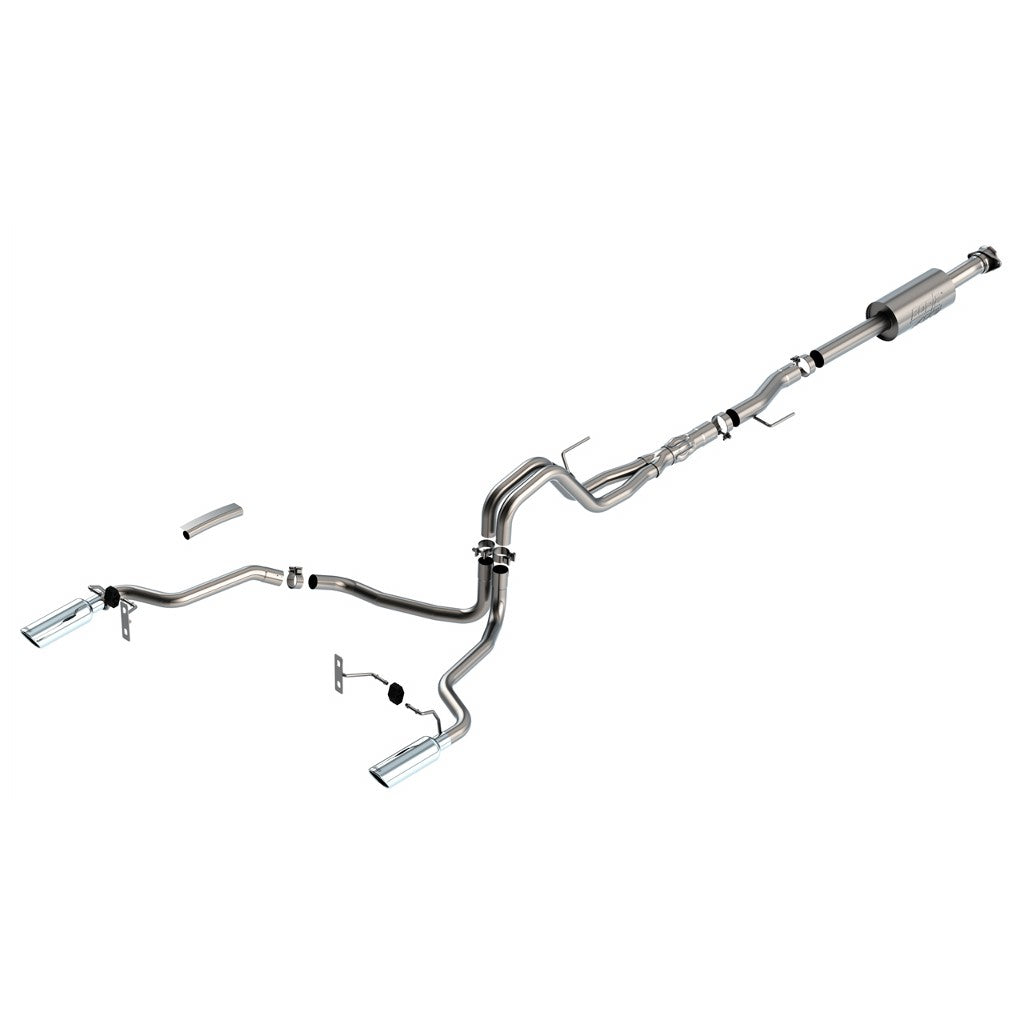 BORLA 140867 Cat-Back™ System F-150 2021 5.0L V8 AT 2+4WD 4DR CC SB EC STB (145.4" WB) LARIAT, KING RANCH, PLATINUM, LTD 3", 2.25" "ATAK" S RD RL AC SR TIP: 4" RD X 14" CHROME Photo-0