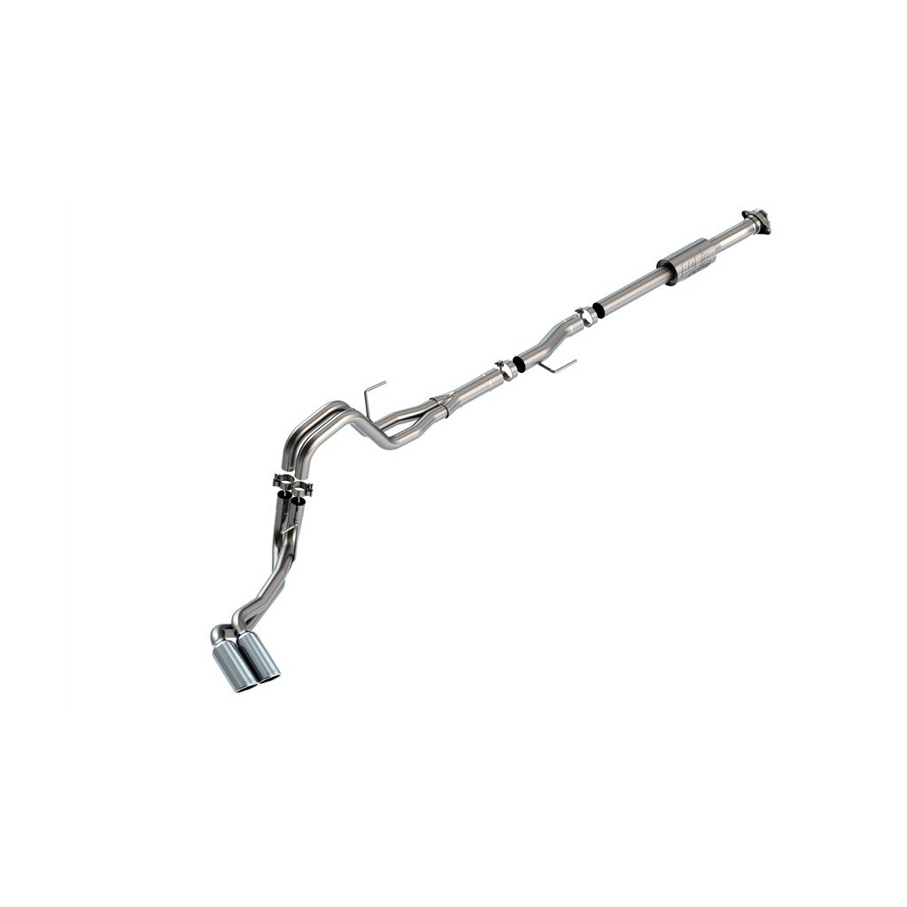 BORLA 140872 Cat-Back™ System F-150 2021 2.7L/3.5L V6 AT 2+4WD 4DR CC SB, EC STB (145.4" WB) LARIAT, KING RANCH, PLATINUM, LTD 3", 2.25" "ATAK" D RD RL AC S TIP: 4" RD X 11" CHROME Photo-0