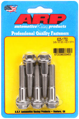 ARP 625-1750 SAE Bolt Kit 3/8-16 x 1.750 hex 7/16 wrenching SS bolts Photo-0