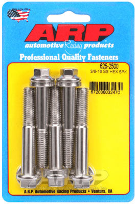 ARP 625-2500 SAE Bolt Kit 3/8-16 x 2.500 hex 7/16 wrenching SS bolts Photo-0