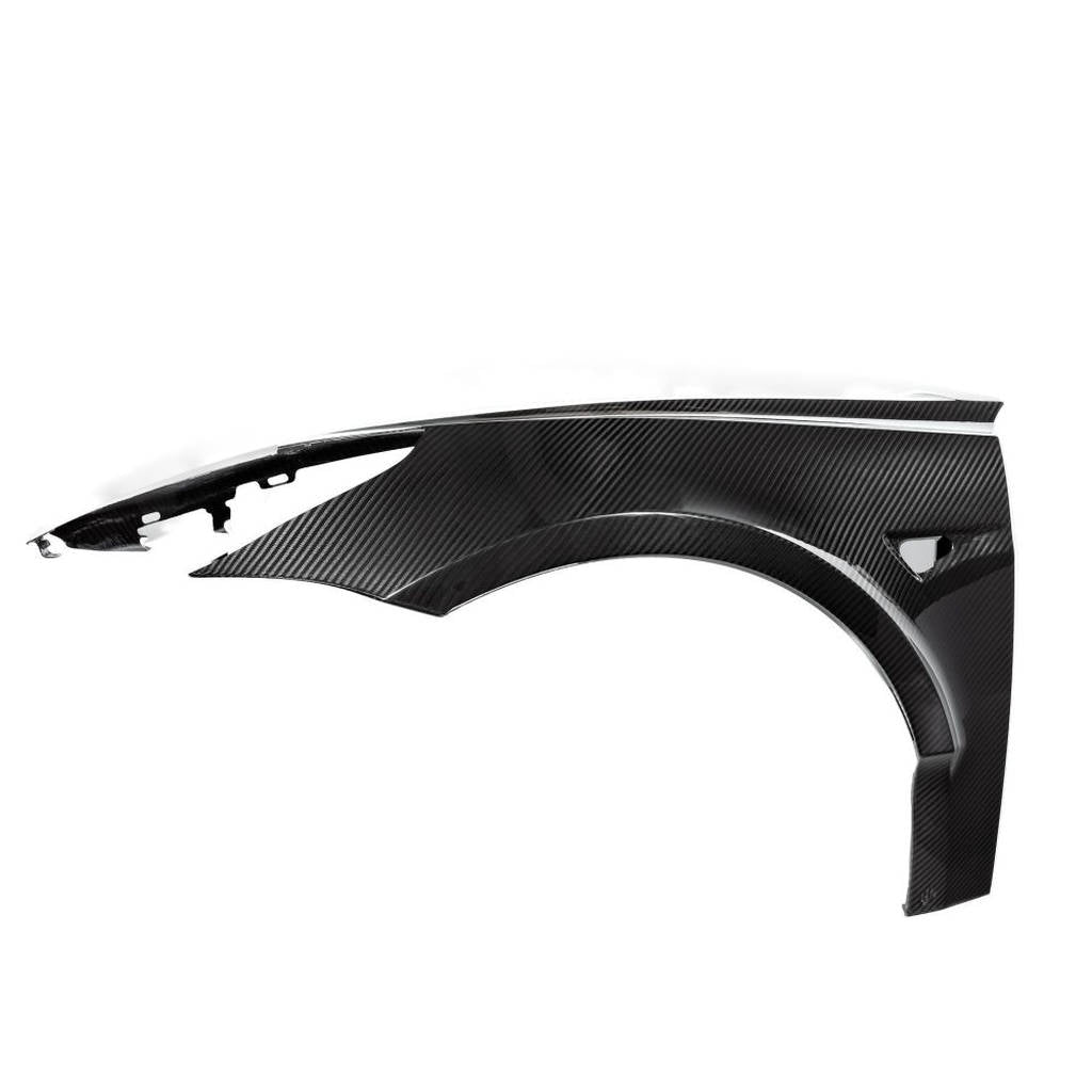 UNPLUGGED PERFORMANCE UP-M3-306-3.1 Ascension-R Front Wide Fender Set, Autoclaved Dry Carbon, UP x Koenigsegg Collaboration, Gloss Clear for TESLA Model 3 Photo-0