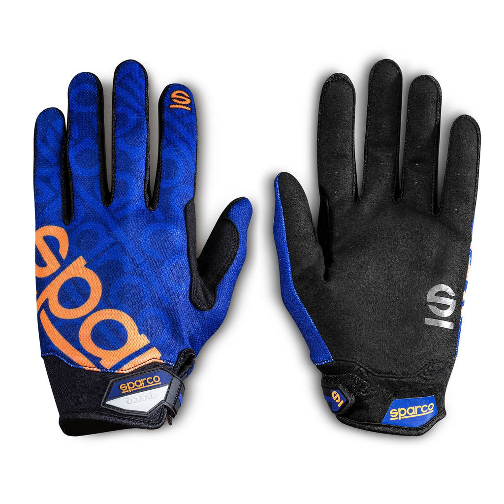 SPARCO 002093BMAF1S Mechanics Gloves Meca-3, Navy Blue / Orange, Size S Photo-0