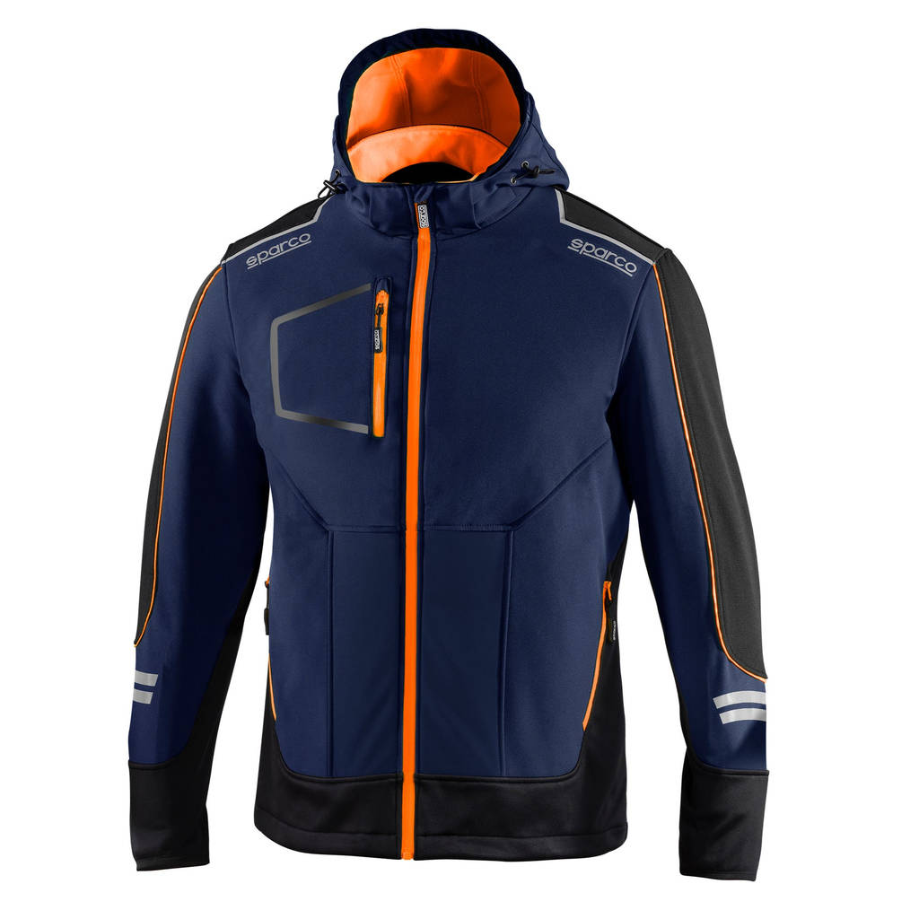 SPARCO 02412BMAF0XS TECH Soft-shell, navy blue/fluo orange, size XS Photo-0