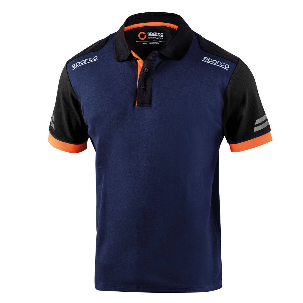 SPARCO 02415BMAF1S TECH Polo, navy blue/fluo orange, size S Photo-0