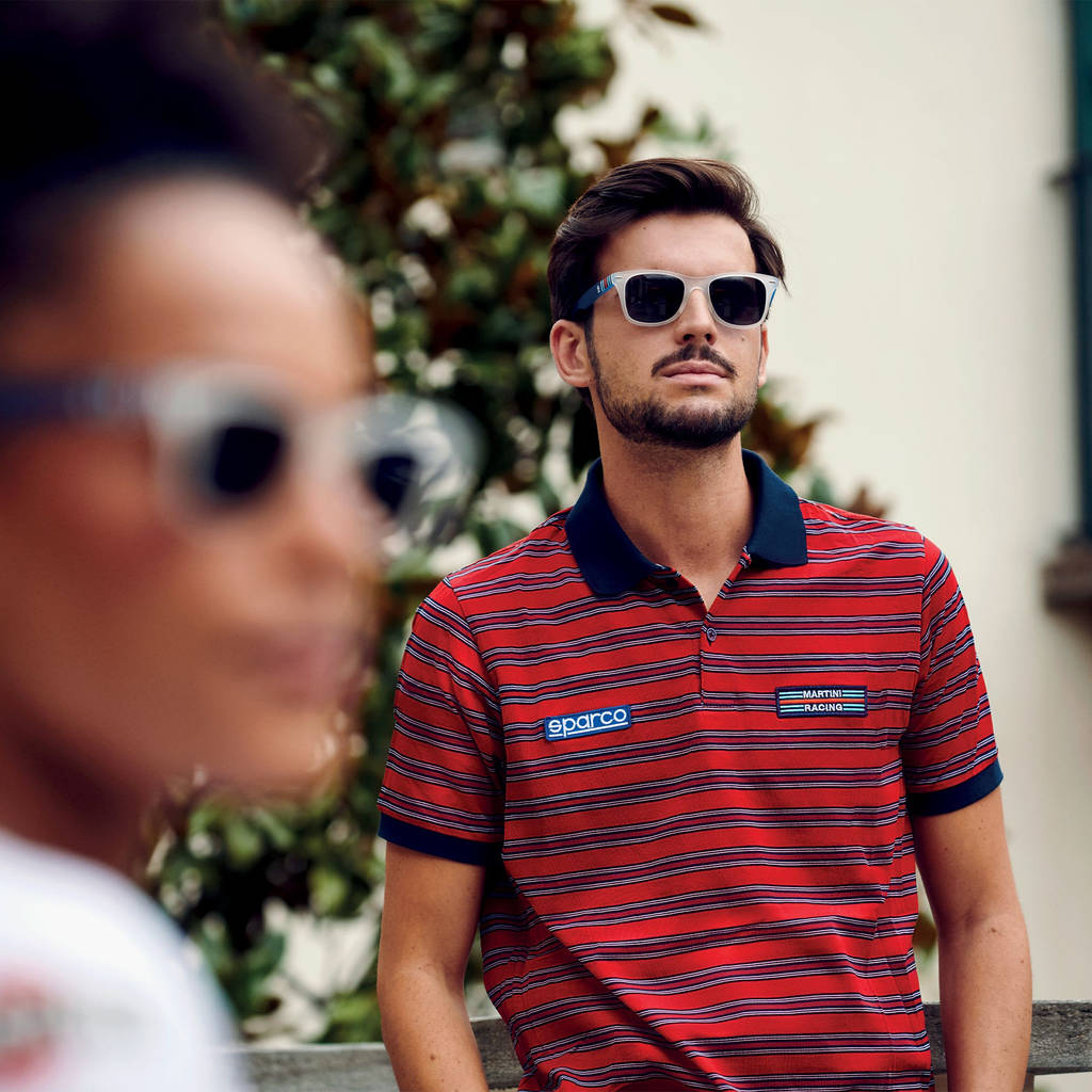 SPARCO 01396MRRS3L Polo MARTINI RACING Sportline Stripes, red, size L Photo-2