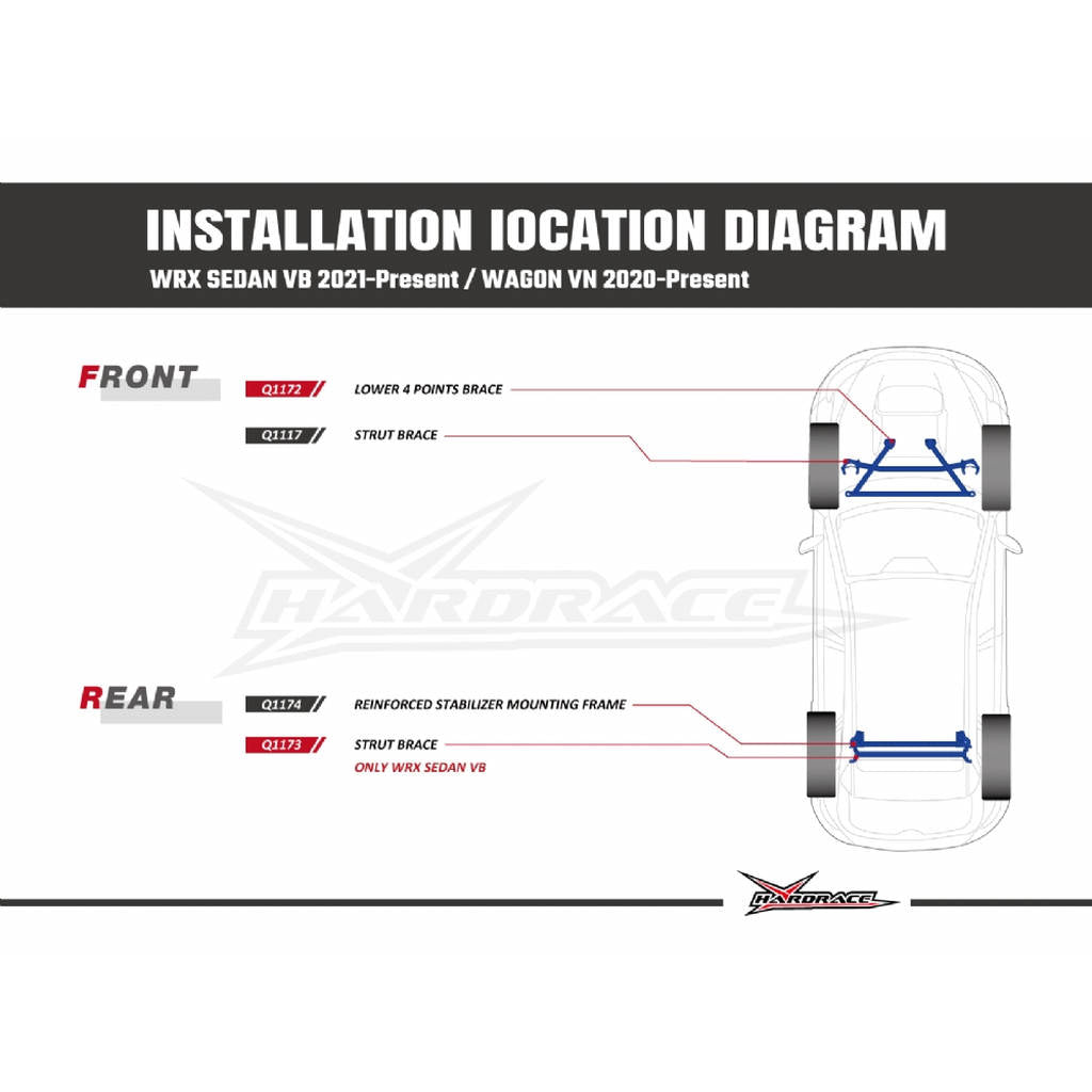 HARDRACE Q1117 Front Strut Brace for SUBARU WRX 2022 Photo-8
