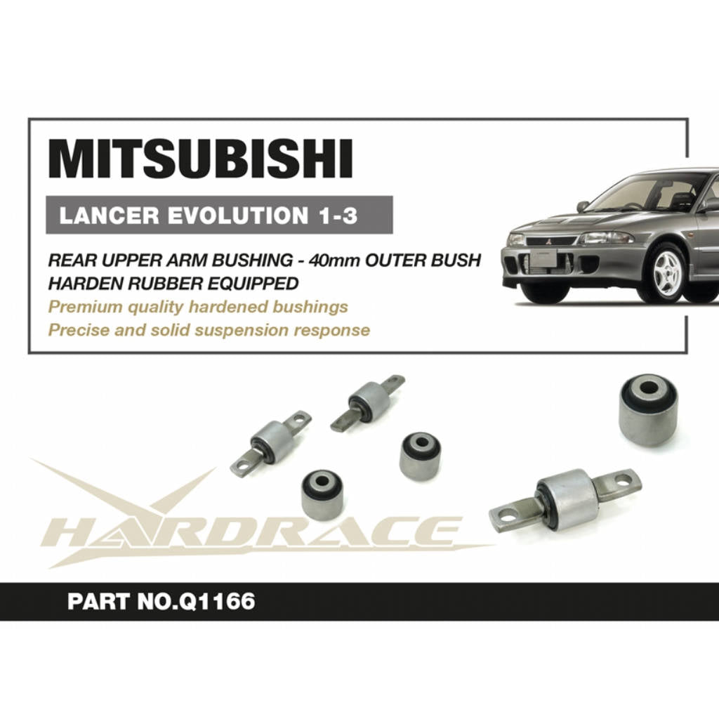 HARDRACE Q1166 Rear Upper Arm Bushing (Harden Rubber) Outer Bush 40mm 4PCS/SET for MITSUBISHI Lancer Evo 1-3 Photo-1